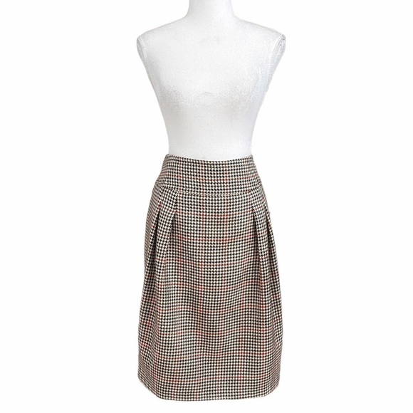 JONES NEW YORK WOOL BLEND HOUNDSTOOTH HIGH RISE PLEATED FORMAL SKIRT - 12 - Picture 1 of 9